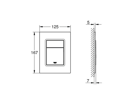 Schéma technique d''une plaque de commande mesurant 125 x 167 millimètres