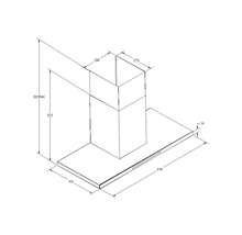 Schéma technique d''une hotte aspirante avec dimensions