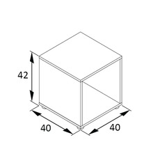 Image d''un cube d''armoire mesurant 42 sur 40 sur 40 centimètres.