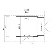 Plan d''un abri de jardin avec des indications de mesure
