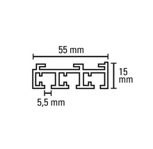 Dessin technique d''un profilé avec les dimensions 55 mm, 15 mm et 5,5 mm.