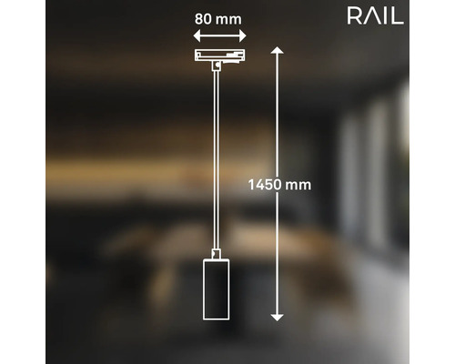 Dimensions d''une suspension : 80 mm de large et 1450 mm de haut.