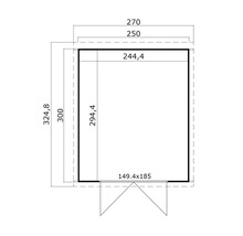 Dessin technique avec dimensions pour une cabane de jardin