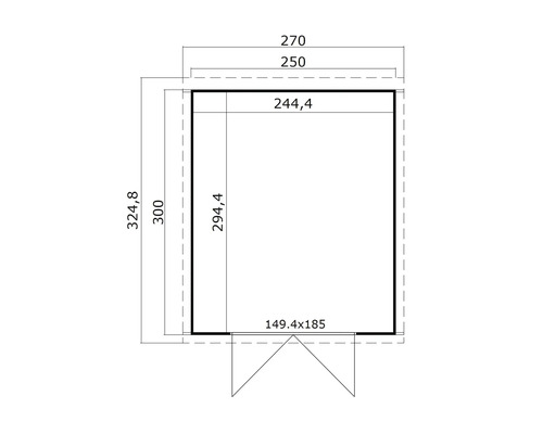 Dessin technique avec dimensions pour une cabane de jardin