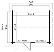 Plan d''un abri de jardin avec indications de dimensions