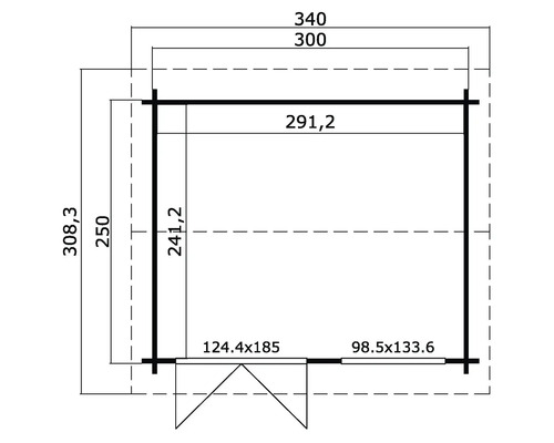 Plan d''un abri de jardin avec indications de dimensions