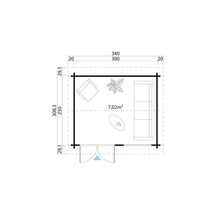 Plan d''un abri de jardin avec dimensions et ameublement