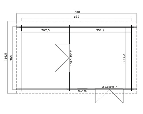 Plan d''un abri de jardin avec indications de mesure