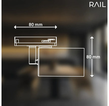 Technische Zeichnung eines RAIL Produkts mit Maßangaben 80 mm