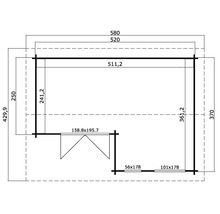 Plan d''un abri de jardin avec indications de dimensions