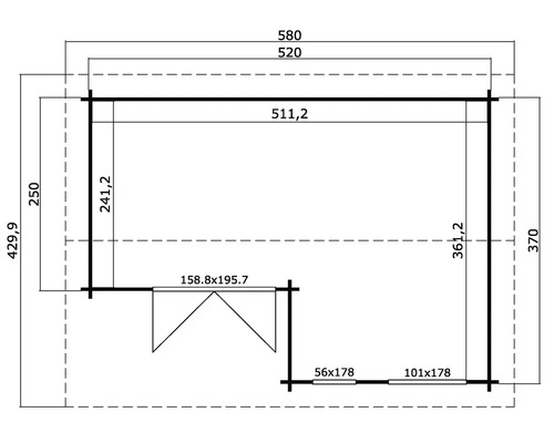 Plan d''un abri de jardin avec indications de dimensions