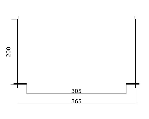 Dessin technique d''un profilé métallique avec les dimensions 200, 305 et 365.