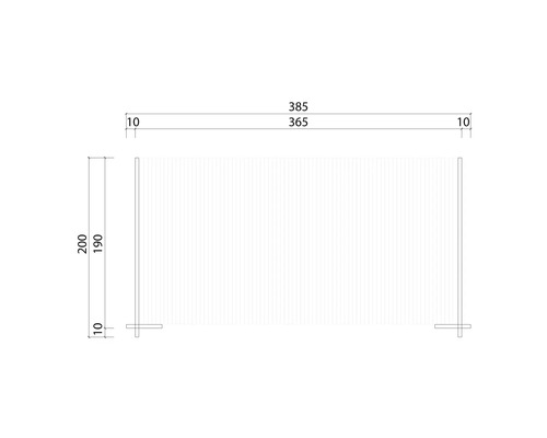 Dessin technique d''un écran de protection visuelle avec dimensions.