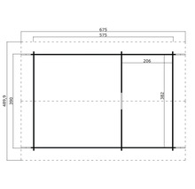 Plan d'un abri de jardin avec indication des dimensions