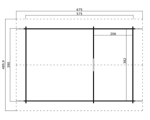 Plan d'un abri de jardin avec indication des dimensions