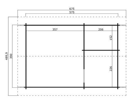Plan d'un abri de jardin avec indications de mesure