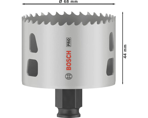 Scie cloche Bosch Pro de 68 millimètres de diamètre et 44 millimètres de hauteur