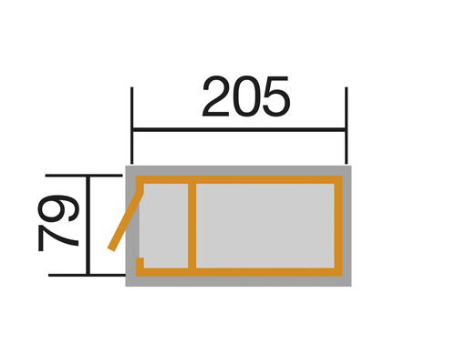 Dimensions de l''abri de jardin : 205 x 79 centimètres