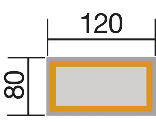Dessin technique avec indications de dimensions : 120 et 80