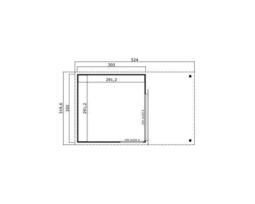 Plan avec les dimensions d'un abri de jardin