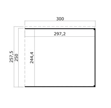 Dessin technique avec les dimensions 300 x 257,5 cm