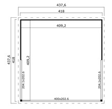 Plan d'un abri de jardin avec indications de mesure