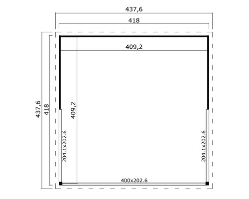 Plan d'un abri de jardin avec les dimensions
