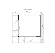 Plan du chalet de jardin Domeo 9 avec dimensions