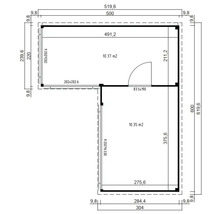 Plan d''un abri de jardin avec des dimensions détaillées.