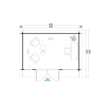 Plan d''un abri de jardin avec mobilier et dimensions