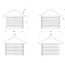 Dessin technique d''un pavillon avec cotes