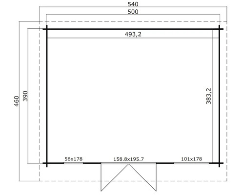 Plan d''un abri de jardin avec indications de mesure