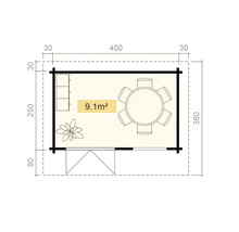 Plan d''un abri de jardin avec mobilier et dimensions