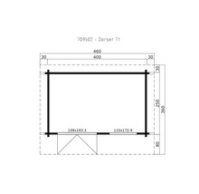 Plan d''aménagement cabane de jardin Dorset 71 avec indications de dimensions