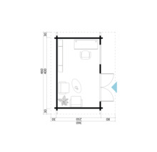 Plan d''un chalet de jardin avec meubles et dimensions