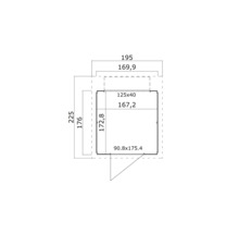 Plan détaillé d''un abri de jardin avec toutes les dimensions importantes.
