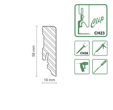 Coupe transversale d''un profilé de fixation de panneaux avec dimensions et symboles de montage