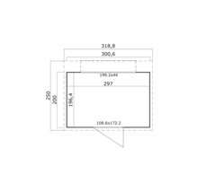 Schéma technique d''une remise de jardin avec dimensions