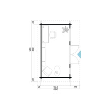 Plan d''un pavillon de jardin avec meubles et plantations