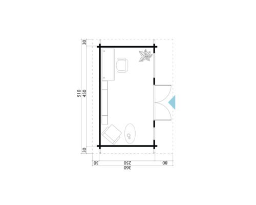 Plan d''un pavillon de jardin avec meubles et plantations