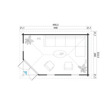 Plan d''un abri de jardin avec mobilier et dimensions