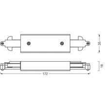 Technische Zeichnung einer Verbindungsmuffe für Stromschienen mit Maßangaben