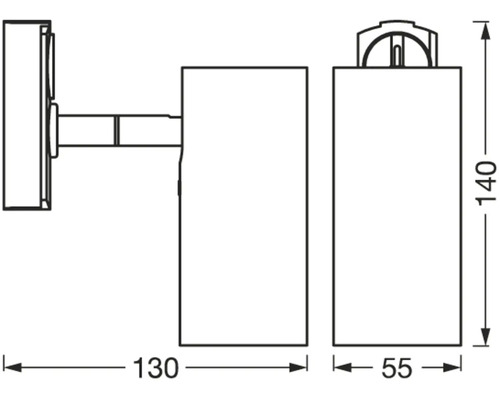 Technische Zeichnung einer Wandleuchte mit Maßangaben.