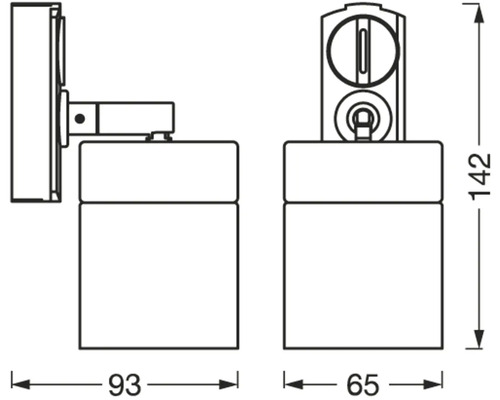 Technische Zeichnung einer Wandleuchte mit Maßangaben