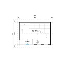 Plan d''un abri de jardin avec dimensions.