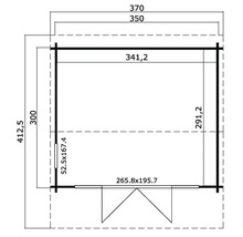 Plan d''un abri de jardin avec indications de dimensions