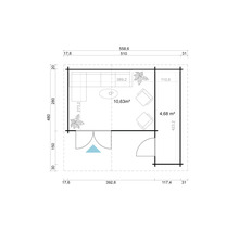Plan d''un pavillon de jardin avec meubles et dimensions