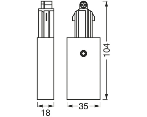 Technische Zeichnung eines Düsenkörpers mit Maßangaben