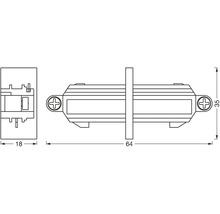 Technische Zeichnung eines Verbinders mit Maßangaben