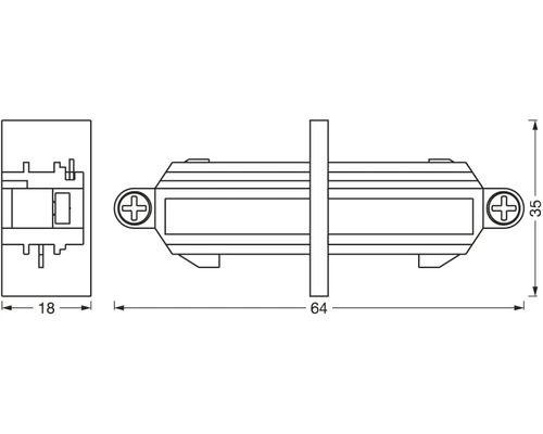 Technische Zeichnung eines Verbinders mit Maßangaben